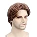 STfantasy Mens Wig Ombre Brown Short Straight Middle Part Synthetic Hair for Male Guy Everyday Daily Cosplay Party w/Cap