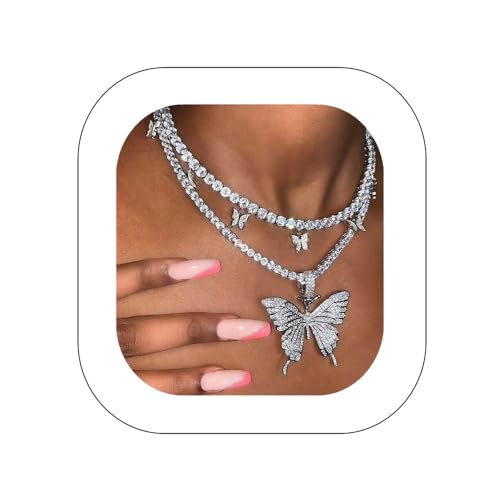 Asphire Rhinestone Butterfly Pendant Set