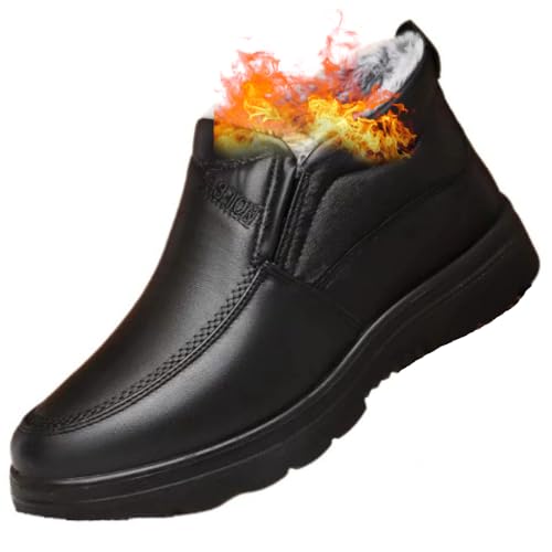 Botas de invierno de cuero para hombre, impermeables, antideslizantes, cálidas, ortopédicas, cálidas, botas de nieve para hombre, botas de nieve de invierno, botas de nieve con forro de piel, botas de