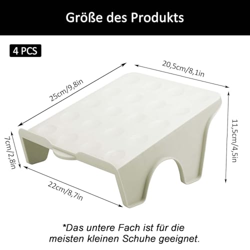 VIQIHEOE Schuhschlitze Organizer, 4 Stück rutschfest Schuhhalter, rutschfest Schuhe Schrank Schuhorganizer, Platzsparend Shoes Lagerwerkzeuge, für Eingangsbereich, Flur, Schlafzimmer, Grau
