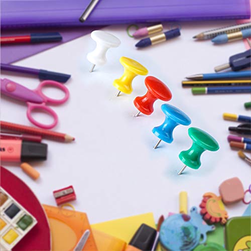 60 PCS Gaint Push Pins, 1 Inch, Jumbo Thumb Tacks, Steel Point and Plastic Head, Large Thumbtacks for Bulletin Board Cork Board, Long pushpins for Wall (Multicolor)