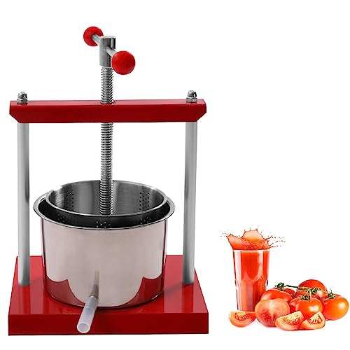 Fruit Wine Press 6L/1.6gal Grape Press for Wine Making Wine Press Machine w/Dual Stainless Steel Wine Cheese Fruit Vegetable Press w/Non-Slip Ball Handle,Cheese Herb Fruit Wine Manual Press Machine