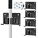 HAOYOWJY Mop and Broom Holder Wall Mount Stainless Steel 304 Tool Garage Organization Rack Screw and Self Adhesive Broom Hanger Heavy Duty 4pcs