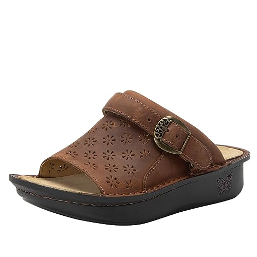 Alegria Women's Klover Burnish Tawny Leather Adjustable Slide Convertible Sling Back Sandal 9 M US