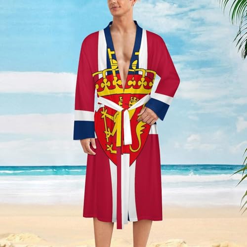 Norway Coat of Arms Flag Novelty Men's Robe Soft Lightweight Bathrobe Long-sleeve Spa Robes2
