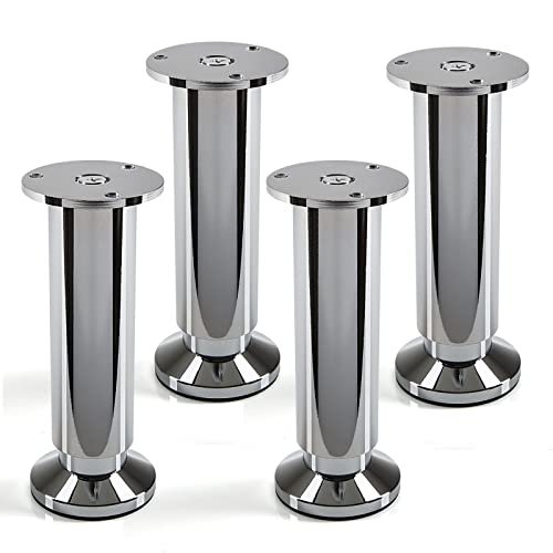 SOTECH 4 x Pied de Meuble Ajustable Chromé astiqué Capacité de Levage 250 kg Hauteur 150 mm