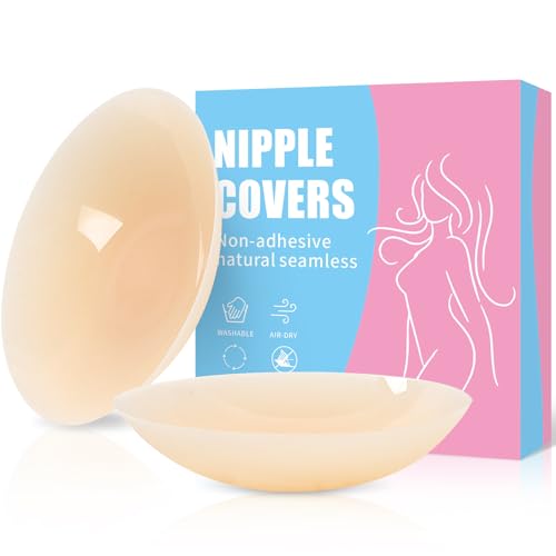 Non Adhesive Nipple Covers for Women Reusable, Not Sticky Pasties Nipple Covers, No-Show Silicone Bra Inserts Liners