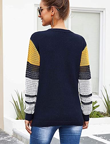Women's Cute Contrast Sleeve Knitted Pullover Sweater3