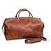 24 Inch Genuine Buffalo Leather Travel Duffle Bag, Overnight Weekend Leather Bag Sports Gym Duffel for Men, Airplane Under Seat Carry on Bags (Tan)