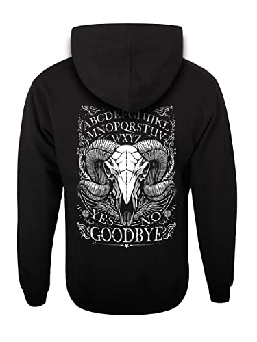 Sweat à Capuche Noir imprimé ésotérique Sweat-shirt Gothique Grindstore Homme Ram Skull Ouija