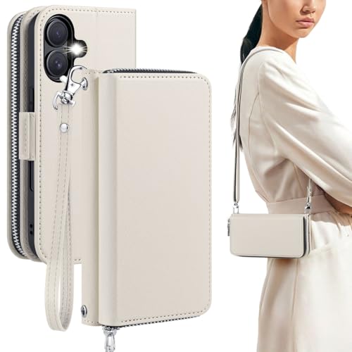 Housse iPhone 17 anti-RFID avec pochette zip et support de visionnage