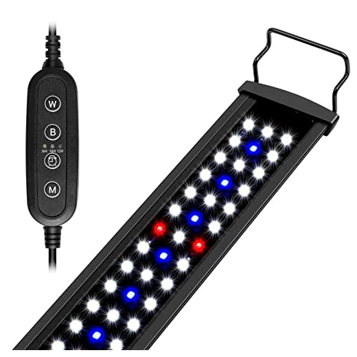 niclunn SlimLED Aquarium Light for Plants-Full Spectrum Fish Tank Light with Timer Auto On/Off, 18-24 Inch, Adjustable Brightness, White Blue Red LEDs with Extendable Brackets for Freshwater, 14W