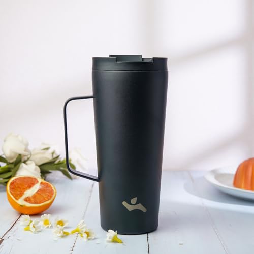 Image of Konokyo 26 oz Insulated Tumbler with Handle & Straw, Stainless Steel Mug