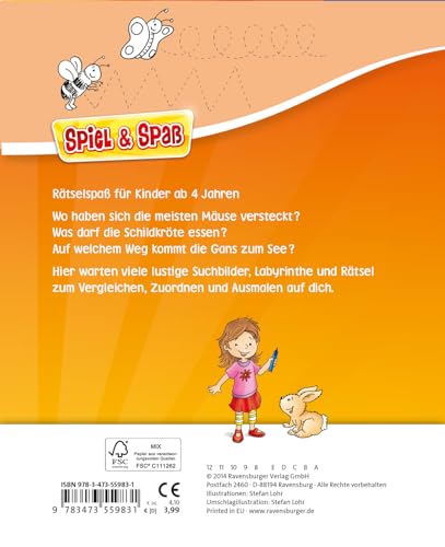 Kindergarten-Rätselspaß für unterwegs - Rätselbuch ab 4 Jahre, Reisespiele für Kinder (Spiel & Spaß - Rätselblock)