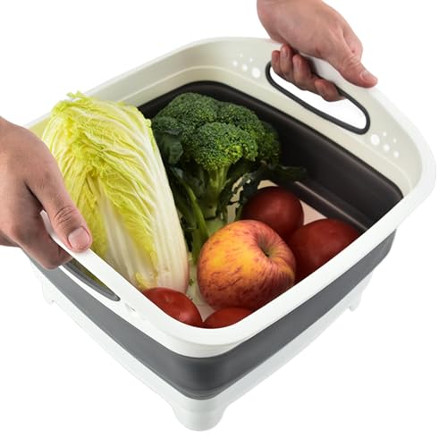 Seyrnicay Sartenes para fregadero de cocina, fregadero de camping, tina plegable con asa, cubeta portátil, fregadero de campamento, lavabo para actividades al aire libre, camping, senderismo,