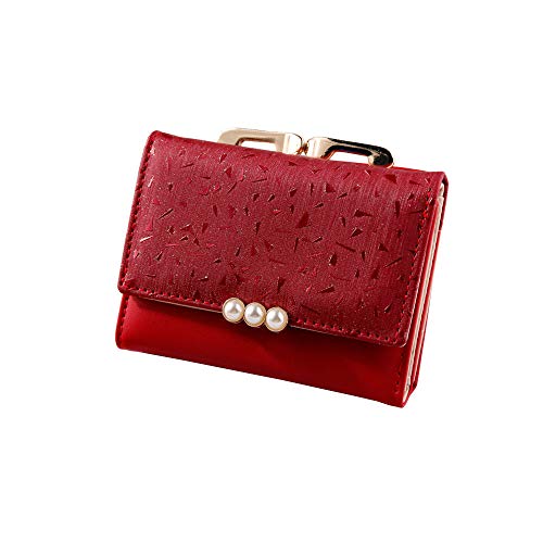 Preisvergleich Produktbild Morran Geldbörse damen Handtaschen Taschen Geldbeutel Damen Dreifachgefaltete Münze Geldbeutel Perle Brieftasche Volltonfarbe Paket