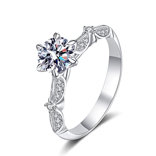 Bague Moissanite 1ct Argent 925 Femme : Anneau Ruban Couronne Mariage Fantaisie