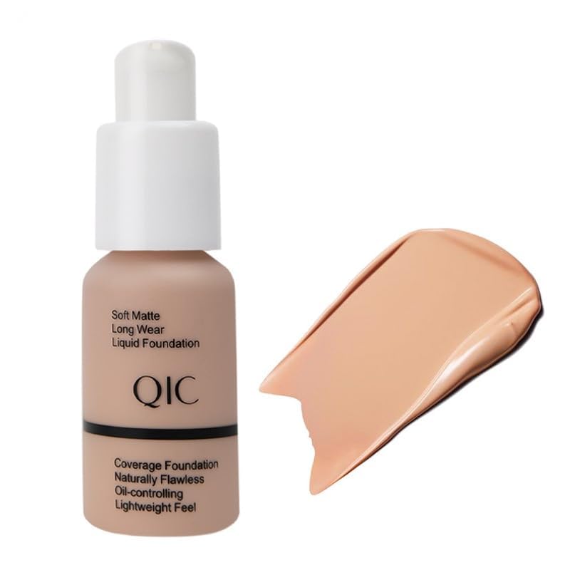 QIC Waterproof Matte Concealer BB Liquid Foundation Cream - Oil Control Hydrating Foundation（103# Warm Peach）