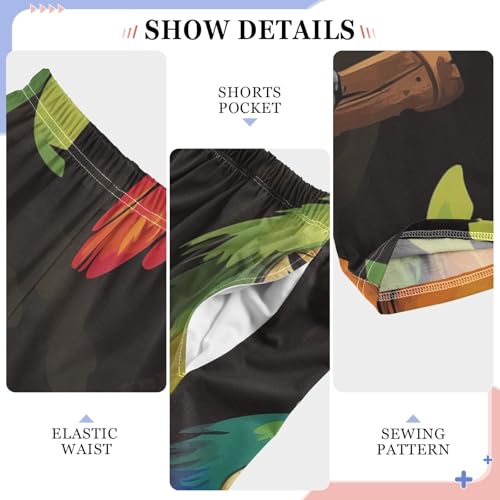 Colorful Parrots Boys Long Pants Soft Trousers Elastic Waist Kids Lounge Bottoms with Pockets S-XL4