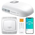 TURBRO Inverter RV Air Conditioner with Heat Pump, 13,500 BTU Non-ducted Rooftop Unit and Ceiling Assembly with Atmosphere Lamp, Ultra-quiet Operation, 115V AC, Remote and WiFi-Controlled, White