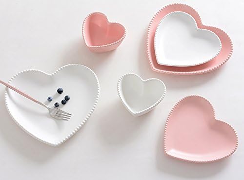 Miniatura 4 de CHOOLD Cuenco de pudín de cerámica en forma de corazón - Ramekin de postre y soufflé (rosablanco)