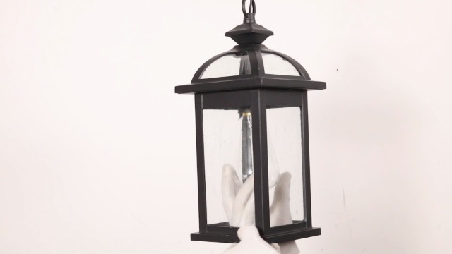 Darkaway Outdoor Pendant Light - Waterproof Aluminum With Seeded Glass, Farmhouse White, 6.5x12.2 Inches, E26 Bulb Compatible