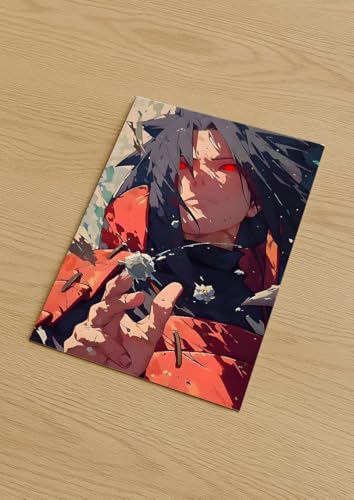 Image of NIJUKA Anime Printed Metal sheet Poster For Home And Room Decoration | For Anime Art Fans Boys And Girls (Madara vs 80 Shinobe)