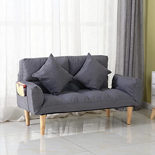 QAZQ Convertible Lazy Sofa Bed Adjustable Couch Sleeper - Modern Recliner Reversible Loveseat Folding Daybed Guest Bed w/2 Pillows & Foldable Armrests for Living Room Bedroom (Gray: 174x108x36 cm) QAZQ Convertible Lazy Sofa Bed Adjustable Couch Sleeper - Modern Recliner Reversible Loveseat Folding Daybed Guest Bed w/2 Pillows & Foldable Armrests for Living Room Bedroom (Gray: 174x108x36 cm)