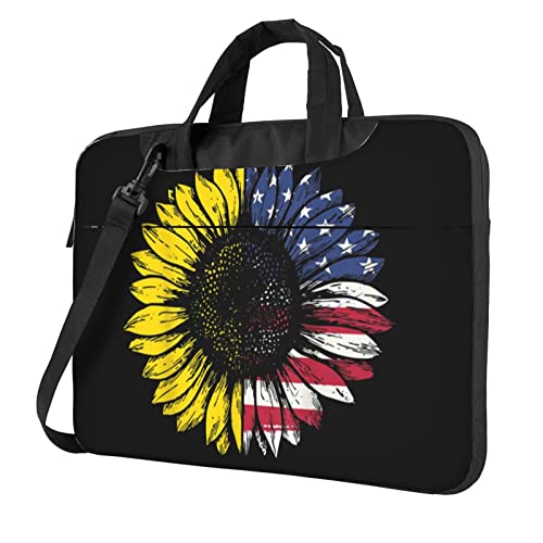 Sacoche bandoulière ordinateur 14 pouces motif tournesol drapeau américain