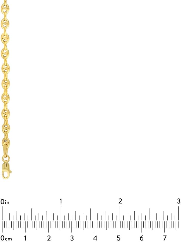Jewelry America 14k Solid Gold 4.5mm Puffed Mariner Anchor Chain Necklace with Lobster Lock