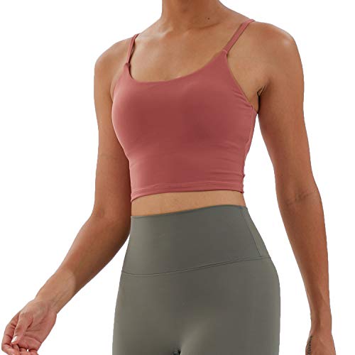 Image of Women's Strappy Stretch Sports Bra Longline Yoga Tank Top Fitness Bra Workout Camisole Crop Tops for Teen Girl