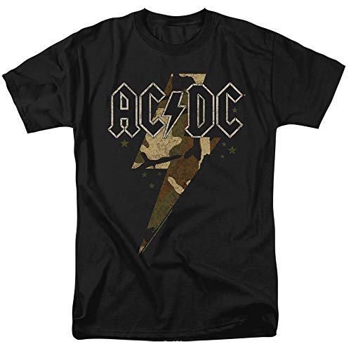 Popfunk ACDC Camo Bolt Unisex Adult T-Shirt, Camo Black (XX-Large)