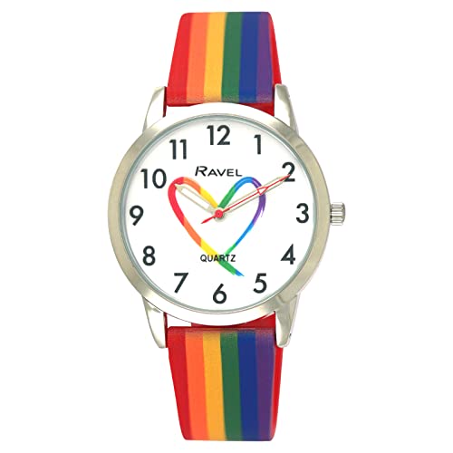 Ravel - Reloj Unisex con Diseño de Arco Iris con Correa de Silico...