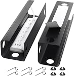 Yecaye 2 Pack Cable Management Under Desk, Large Cable Cord Organizer with Mounting Tape, Under Desk Cable Management for Wires Power Strip Adapter, No Screw No Drill Desk Cable Tray for Office Home