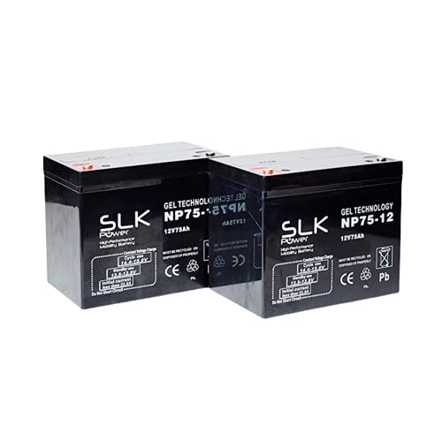 SLK Power Mobility Scooter Gel Battery Pair of 2 x 12v 75ah Reliable And long Lasting Replacement Batteries For Electric Scooters And Wheelchairs