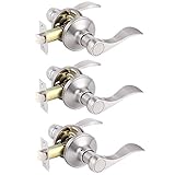 Gobrico 3 Pack Satin Nickel Interior Passage Door Levers Keyless Hall/Closet Handles Knobs Locksets with Universal Levers
