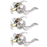 Gobrico 3 Pack Satin Nickel Interior Passage Door Levers Keyless Hall/Closet Handles Knobs Locksets with Universal Levers