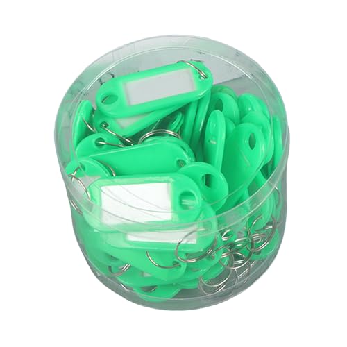 GizmoSynth 50 etiquetas para llaveros, etiquetas de plástico, etiquetas de identificación, llaveros de identificación de equipaje, llaveros con llavero dividido, llaveros, verde, S