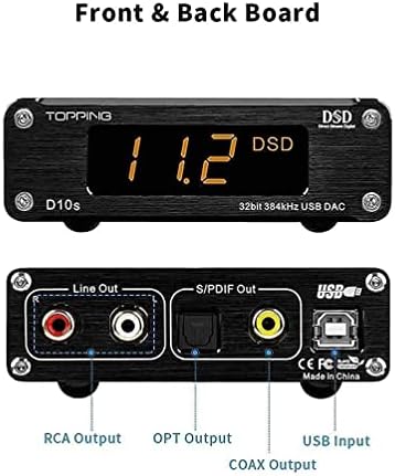 TOPPING D10s USB DAC USB to SPDIF/RCA Digital-Analog Converters XMOS XU208 ES9038Q2M DSD256 32bit/384kHz COAX/OPT/RCA Output Mini Desktop Audio Decoder(Black)