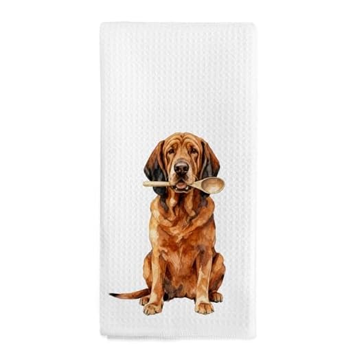 nvucamd Bloodhound Dog Gifts Kitchen Towels, Dog Lovers Owners Gifts Hand Towels, Bloodhound Dish Tea Towel for Kitchen Decorations Decor, 16x24 Inch