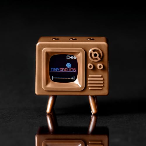 Image of TinyCircuits TinyTV Mini - Ultra-Mini Classic TV, Preloaded & Uploadable Videos, USB-C Rechargeable, 0.6″ OLED Display (Brown)