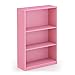 Furinno Jaya Libreria a 3 ripiani Regolabile Semplice per Casa, Rosa