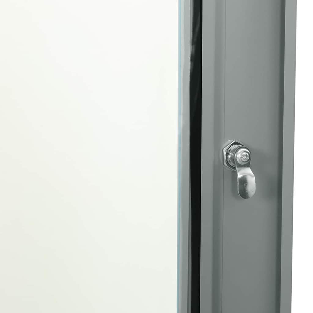 Armadio di rete con archiviazione, grigio, 60 x 45 x 35 cm, in acciaio, per ufficio e appartamento con vetro di sicurezza monolastra – Armadio di rete industriale con robuste maniglie a chiavistello