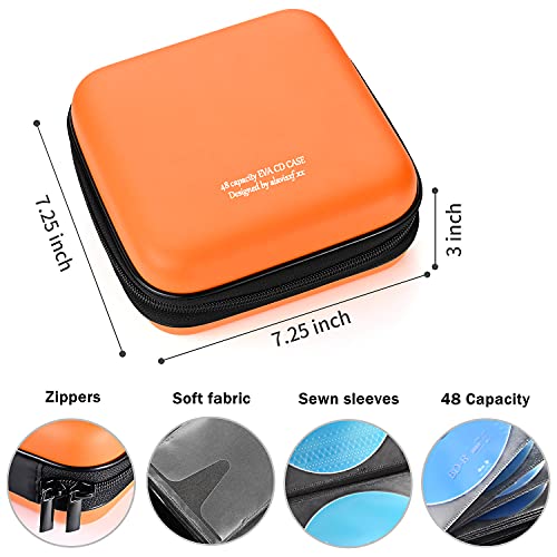 Liovode Dvd Case, 48 Capacity Eva Cd Case Holder Storage Organizer Portable Protective Dvd Wallet Holder For Car (48 Capacity, Orange48) #TOP2