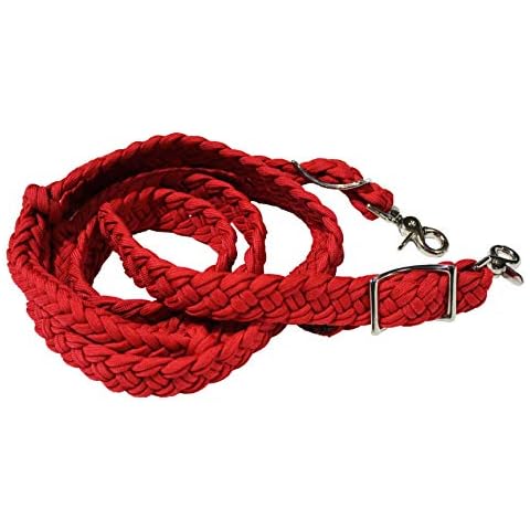 Pro Rider Roping Knotted Horse Tack Western Barrel Reins Nylon Braided Red Orange 60723 Cover