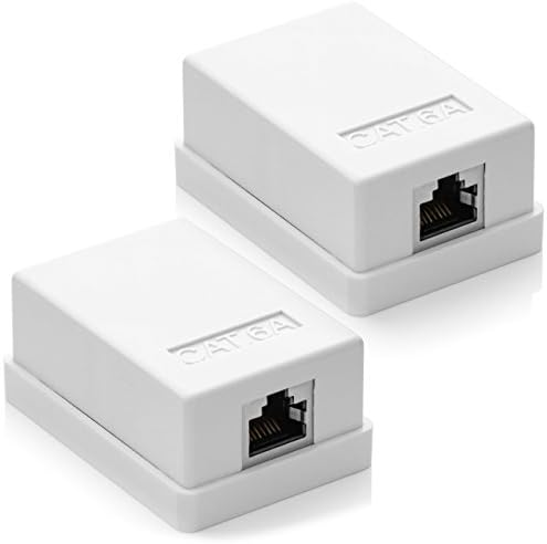 deleyCON CAT 6a Netzwerkdose 1x RJ45 Buchse FTP 10 Gbit, 2 Stück - Weiß | Geschirmt, Aufputz Montage, Ethernet Netzwerk LAN Dose, RAL 9003