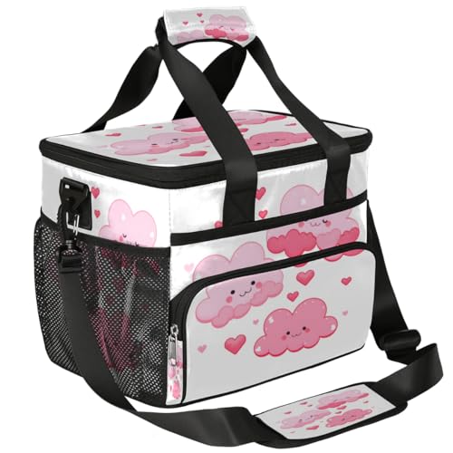 Cloud Insulated Picnic Backpack Lunch Box for Women Men Picnic Basket Tote Lunch Bag Picnic Bag Portable Lunch Bags for Picnic, Beach, Work, Trip,Office, Camp Cute Pinks Clouds