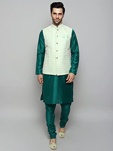 Image of Uri and MacKenzie Men's Silk Blend Kurta Pajama with Designer Ethnic Nehru Jacket /Modi Jacket