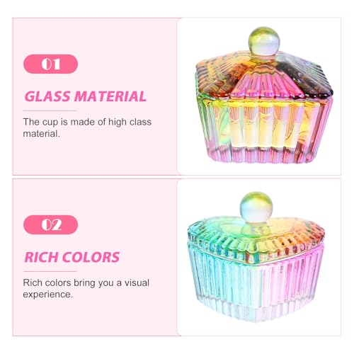 Cabilock 2pcs Tazas de Cristal Iridiscente para Manicura miniatura 3