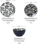 12-pieces Ensemble de vaisselle en céramique Ensembles de plaques Service pour 4, Ensembles de bols, Ensembles en grès, 12pcs Assiette et bol pour cuisine